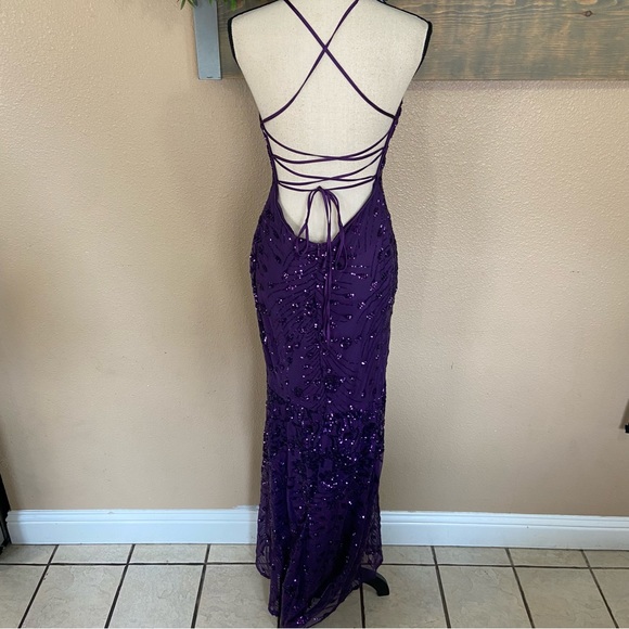Lulus Photo Finish Purple Sequin Lace-Up Maxi Dress - Picture 7 of 12